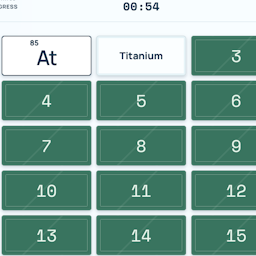 Green memory cards matching Element numbers/symbols with elements names